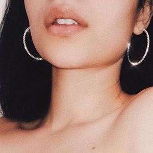 Zahara Rhinestone Hoop Earrings - Silver